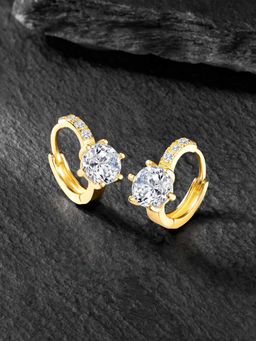 Peora - Gold Plated Cubic Zirconia Stud Hoop Earrings