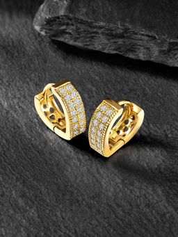 Peora - Gold Plated Cubic Zirconia Studded Hoop Earring Set