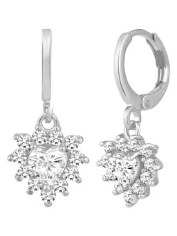 Peora - Silver Plated White CZ Hoop & Drop Earring