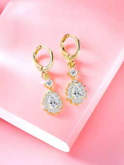 Peora - Gold Plated White Cubic Zirconia Dangle Earring