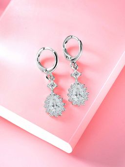 Peora - Silver Plated Cubic Zirconia Dangle Earring