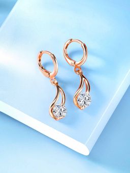 Peora - Rose Gold Plated CZ Stud Hoop & Drop Earrings