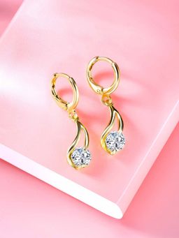 Peora - Gold Plated CZ Stud Hoop & Drop Earrings