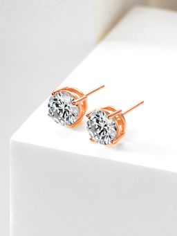 Peora - Rose Gold Plated Cubic Zirconia Stud Earrings