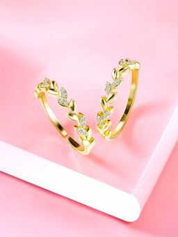 Peora - Gold Plated Cubic Zirconia Studded Adjustable Toe Rings
