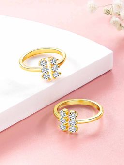 Peora - Gold Plated White Cubic Zirconia Studded Toe Rings