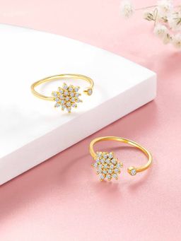 Peora - Gold Plated White Cubic Zirconia Studded Toe Rings Set