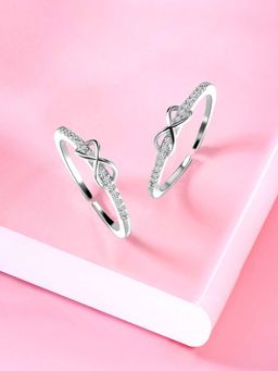 Peora - Silver Plated Cubic Zirconia Adjustable Toe Rings