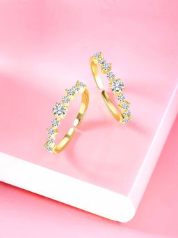 Peora - Gold Plated Cubic Zirconia Adjustable Toe Rings