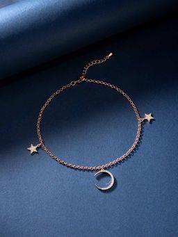 Peora - Rose Gold Plated Star and Moon Design Adjustable Bracelet