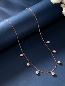 Peora - Rose Gold Plated Cubic Zirconia Stud Pendant Chain
