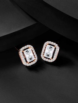 Peora - Rose Gold Plated CZ Stud Earrings
