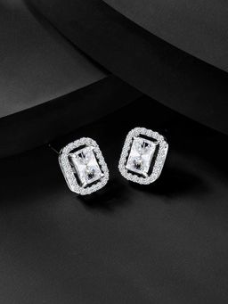 Peora - Silver Plated CZ Stud Earrings