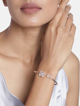 Peora - Rose Gold Plated Cubic Zirconia Studded Bracelet Kada