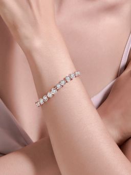 Peora - Rose Gold Plated American Diamond Studded Adjustable & Openable Bracelet