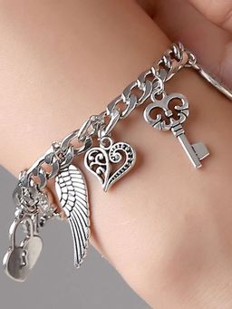 Peora - Silver Plated Charms Fancy Adjustable Bracelet