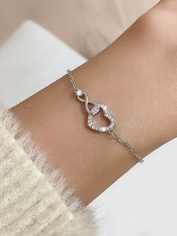 Peora - Silver Plated Cubic Zirconia Adjustable & Openable Bracelet