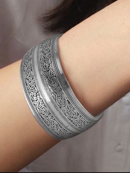 Peora - Silver Plated Broad Cuff Bracelet