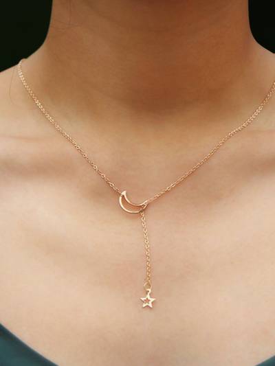 Gold Plated Moon & Star Shape Pendant Stylish