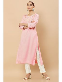 Soch - Women Pink Rayon Floral Kurta