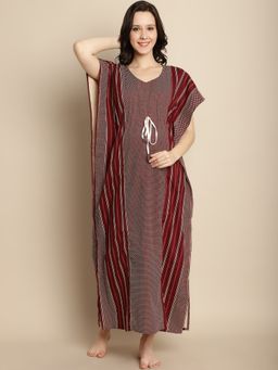 Secret Wish - Maroon Cotton Maternity Feeding Kaftan