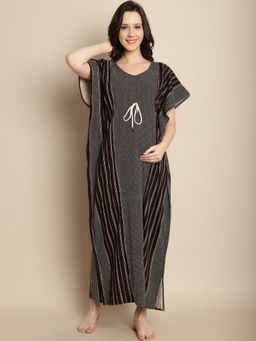 Secret Wish - Brown Cotton Maternity Feeding Kaftan