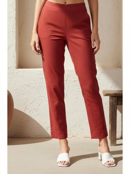 Aurelia - Rust Solid Pure Cotton Pant