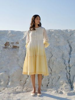 The Loom Art - Corn Silk White and Vanilla Yellow Dress