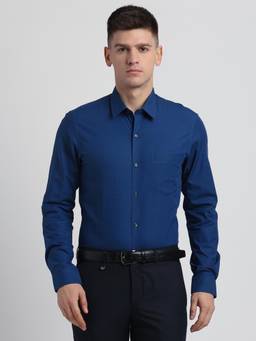 Turtle - Men Pure Cotton Slim Fit Solid Teal Formal Shirt