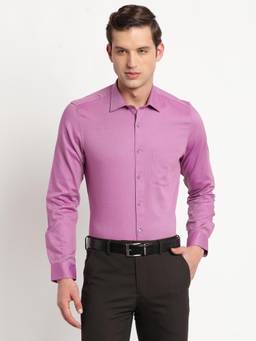 Turtle - Men Pure Cotton Slim Fit Self Design Purple Formal Shirt