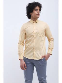 Turtle - Men Pure Cotton Slim Fit Printed Cream Formal Shirt