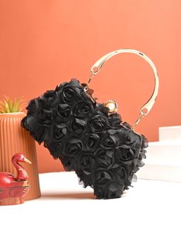 Toobacraft - Women Beautiful Bling Textured Black Clutch with Detachable Strap