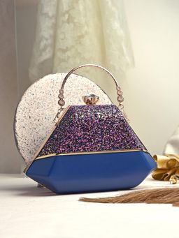 Toobacraft - Women Beautiful Bling Embellished Sequined Multi-Color Clutch with Detachable Strap