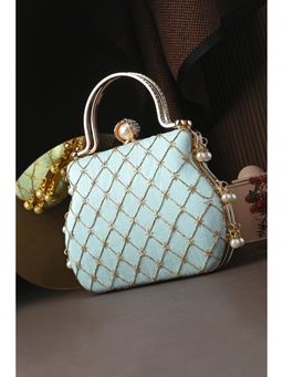 Toobacraft - Women Beautiful Bling Embellished Sequined Blue Clutch with Detachable Strap