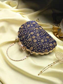 Toobacraft - Women Beautiful Bling Embellished Sequined Purple Clutch with Detachable Strap