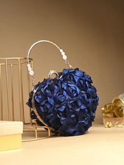 Toobacraft - Women Beautiful Bling Textured Blue Clutch with Detachable Strap