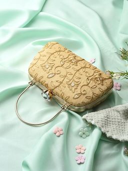 Toobacraft - Women Beautiful Bling Embellished Sequined Gold Clutch with Detachable Strap