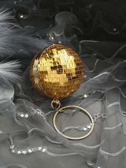 Toobacraft - Women Beautiful Bling Embellished Sequined Gold Clutch with Detachable Strap