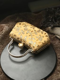 Toobacraft - Women Beautiful Bling Embellished Sequined Gold Clutch with Detachable Strap