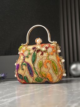 Toobacraft - Women Beautiful Bling Embellished Sequined Multi-Color Clutch with Detachable Strap