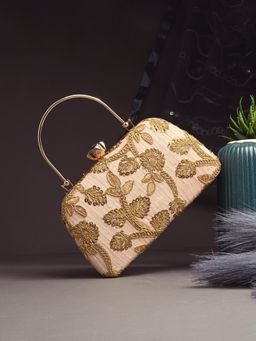 Toobacraft - Women Beautiful Bling Embroidered Pink Clutch with Detachable Strap