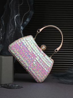Toobacraft - Women Beautiful Bling Textured Pink Clutch with Detachable Strap