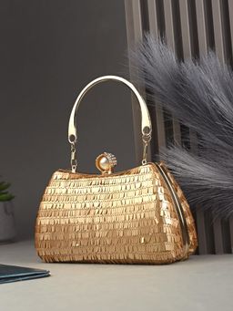 Toobacraft - Women Beautiful Bling Textured Gold Clutch with Detachable Strap