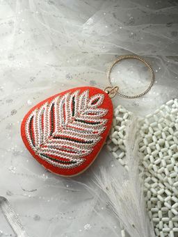 Toobacraft - Women Beautiful Bling Embellished Sequined Red Clutch with Detachable Strap