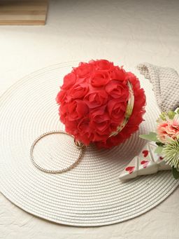 Toobacraft - Women Beautiful Bling Textured Red Clutch with Detachable Strap