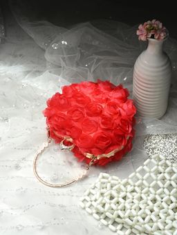 Toobacraft - Women Beautiful Bling Textured Red Clutch with Detachable Strap