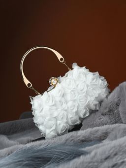 Toobacraft - Women Beautiful Bling Textured White Clutch with Detachable Strap