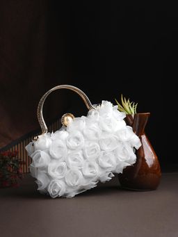 Toobacraft - Women Beautiful Bling Textured White Clutch with Detachable Strap