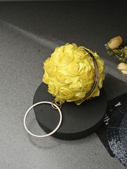 Toobacraft - Women Beautiful Bling Textured Yellow Clutch with Detachable Strap