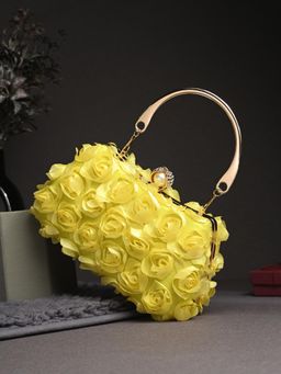 Toobacraft - Women Beautiful Bling Textured Yellow Clutch with Detachable Strap